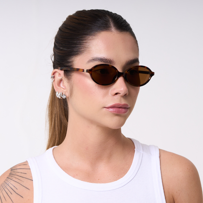Óculos de Sol Quadrados com Proteção UV400 Marrom – LUMAVI Madrid