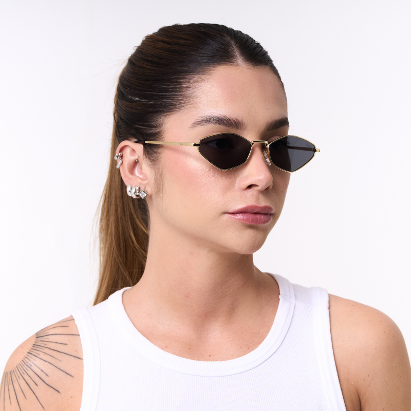 Óculos de Sol Aviador com Proteção UV400 Dourado/Preto – LUMAVI Capri