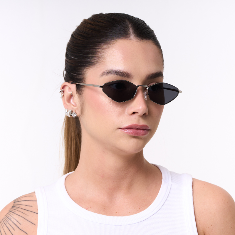 Óculos de Sol Aviador com Proteção UV400 Prata/Preto – LUMAVI Capri