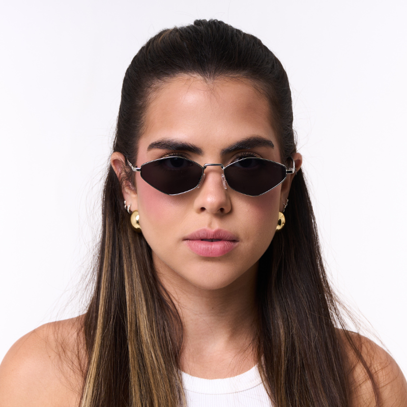 Óculos de Sol Aviador com Proteção UV400 Prata/Preto – LUMAVI Capri