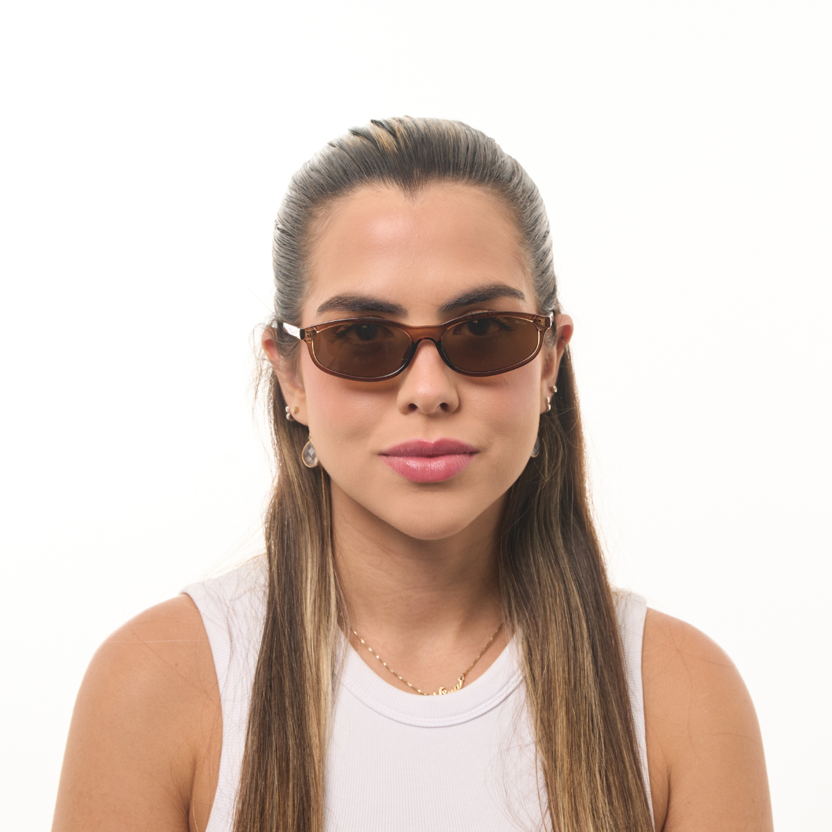 Óculos de Sol Hexagonais com Proteção UV400 Marrom – LUMAVI Nice