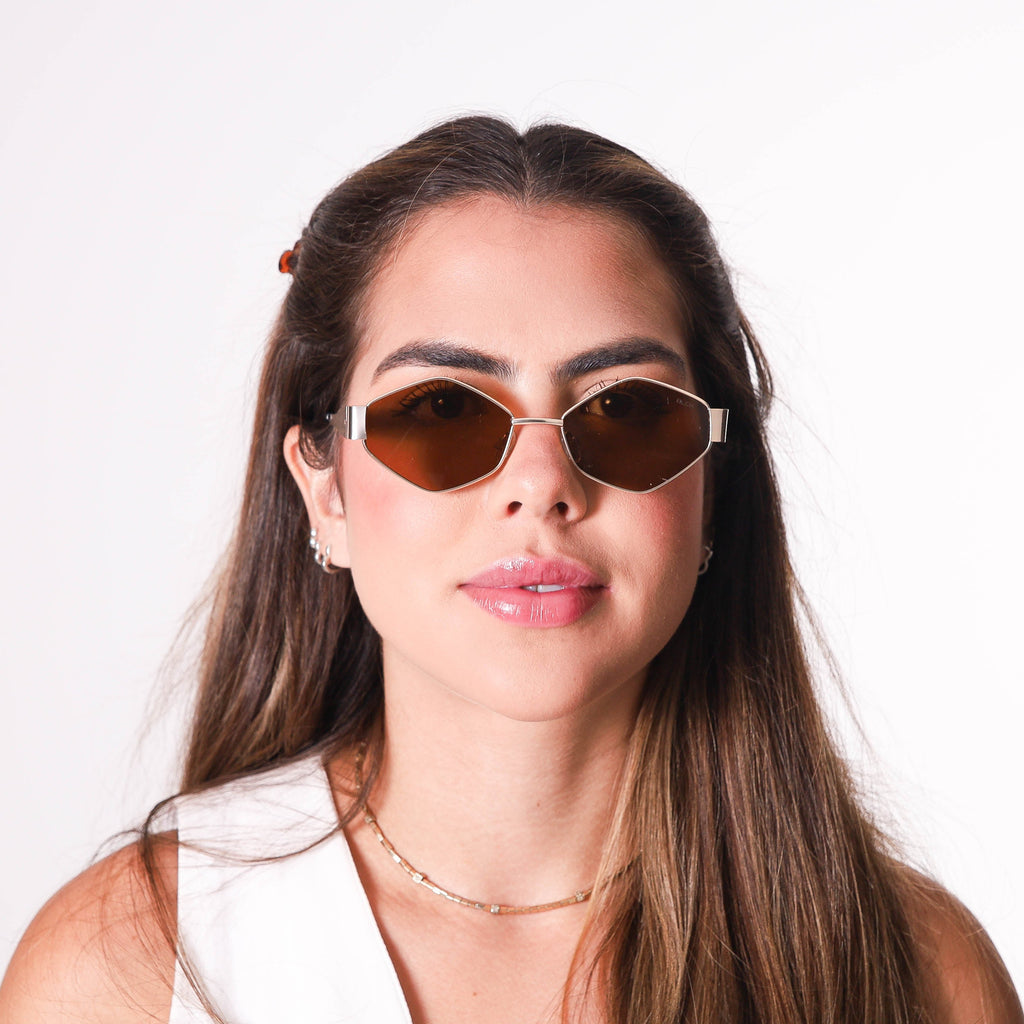 Óculos de Sol Redondos com Proteção UV400 Marrom – LUMAVI Cannes