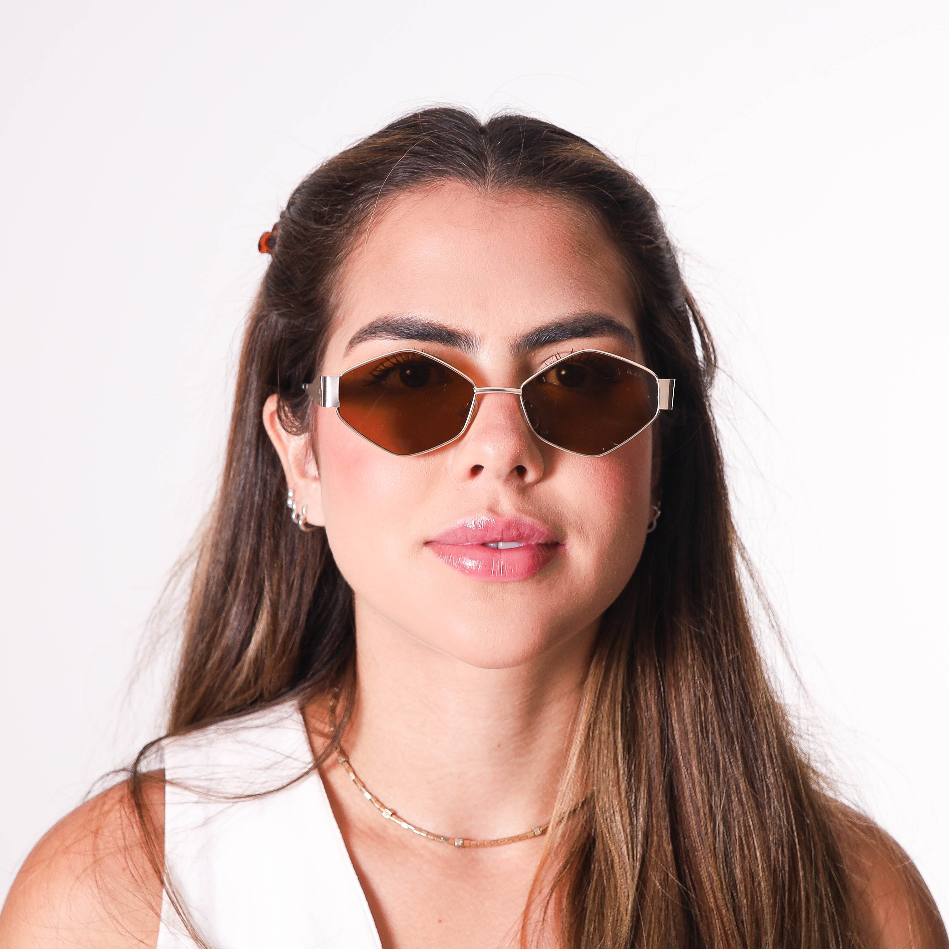 Óculos de Sol Redondos com Proteção UV400 Marrom – LUMAVI Cannes