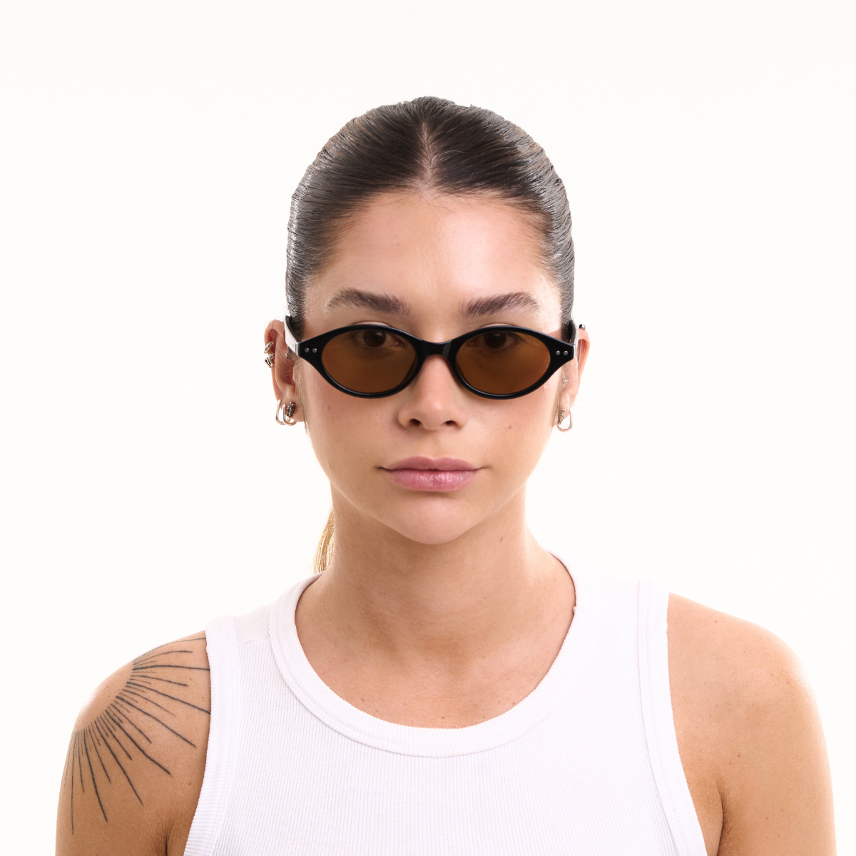 Óculos de Sol Clássicos com Proteção UV400 Preto/Marrom – LUMAVI Veneza