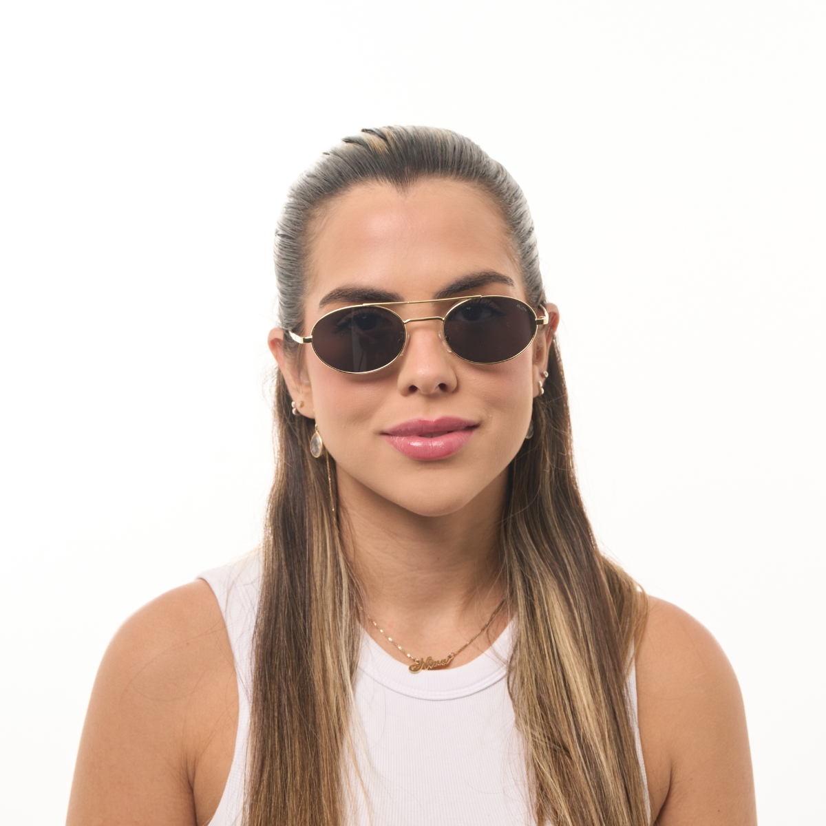 Óculos de Sol Quadrados com Proteção UV400 Dourado/Preto – LUMAVI Porto