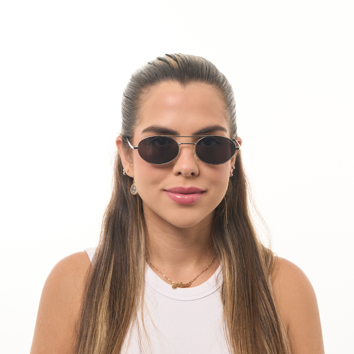 Óculos de Sol Quadrados com Proteção UV400 Prata/Preto – LUMAVI Porto