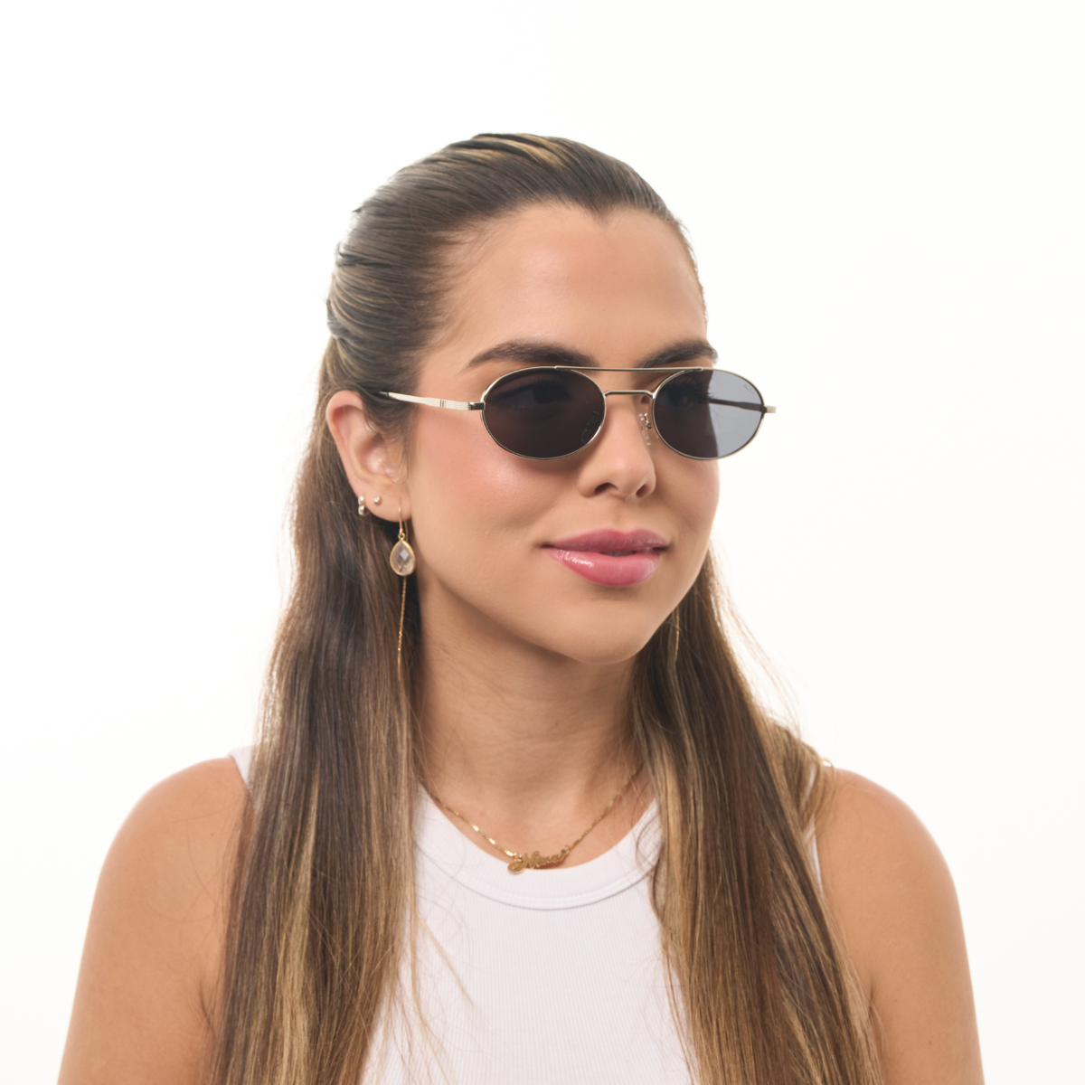 Óculos de Sol Quadrados com Proteção UV400 Prata/Preto – LUMAVI Porto